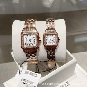Women's square quartz watch with Roman numeral-inspired dial and stainless steel bracelet